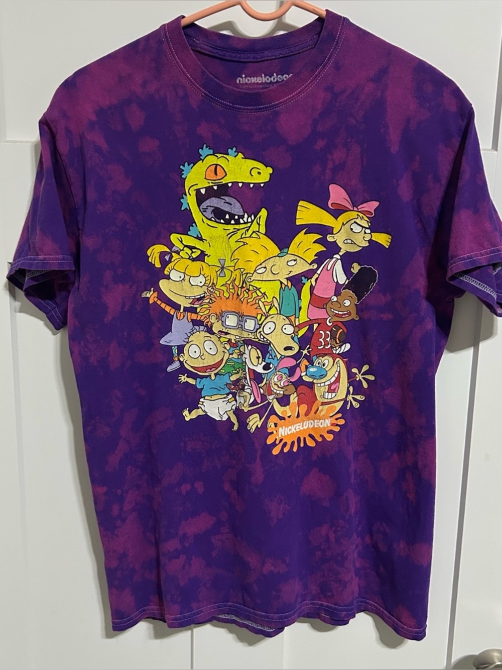 Vintage Nickelodeon Shirt Adult Medium Purple Acid Wash Rugrats Hey Arnold Retro